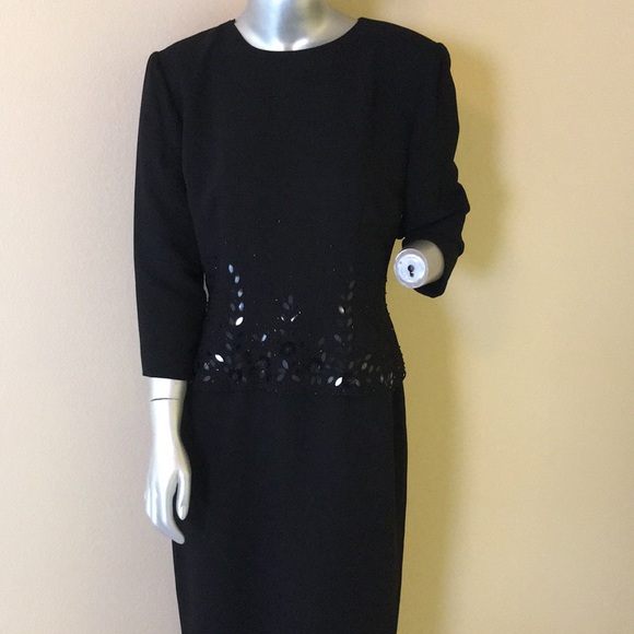 Donna Morgan Dresses & Skirts - Donna Morgan Floral Beaded Formal Midi Dress 3/4 Sleeves